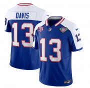 Wholesale Cheap Men's Buffalo Bills #13 Gabe Davis Blue White 2023 F.U.S.E. 75th Anniversary Throwback Vapor Untouchable Limited Football Stitched Jersey