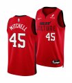 Cheap Men's Miami Heat #45 Davion Mitchell Red 2025 City Edition Stitched Basketball Jersey