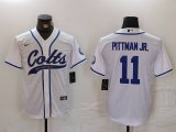 Men's Indianapolis Colts #11 Michael Pittman Jr White Cool Base Stitched Baseball Jersey