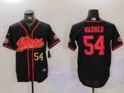 Cheap Men's San Francisco 49ers #54 Fred Warner Black With Patch Cool Base Stitched Baseball Jerseys