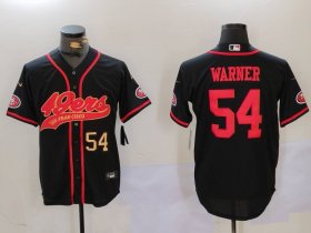 Cheap Men\'s San Francisco 49ers #54 Fred Warner Black With Patch Cool Base Stitched Baseball Jerseys