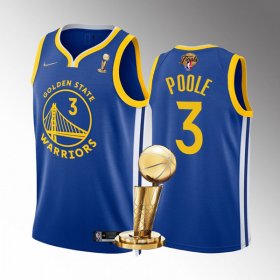 Wholesale Cheap Men\'s Golden State Warriors #3 Jordan Poole Royal 2022 NBA Finals Champions Stitched Jersey