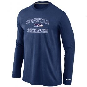 Wholesale Cheap Nike Seattle Seahawks Heart & Soul Long Sleeve T-Shirt Dark Blue