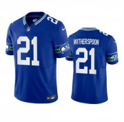 Men's Seattle Seahawks #21 Devon Witherspoon Royal 2023 F.U.S.E. Throwback Vapor Limited Stitched Football Jersey