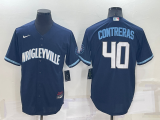 Wholesale Cheap Men's Chicago Cubs #40 Willson Contreras Navy City Connect Cool Base Stitched Jersey