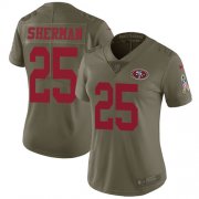 Wholesale Cheap Nike 49ers #25 Richard Sherman Olive Women's Stitched NFL Limited 2017 Salute to Service Jersey