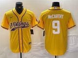 Cheap Men's Minnesota Vikings #9 J.J. McCarthy Yellow Cool Base Stitched Baseball Jersey