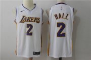 Wholesale Cheap Men's Los Angeles Lakers #2 Lonzo Ball New White 2017-2018 Nike Swingman Stitched NBA Jersey