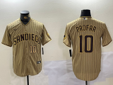 Men's San Diego Padres #10 Jurickson Profar Khaki Team Logo Cool Base Jerseys