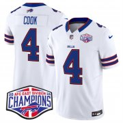 Cheap Men's Buffalo Bills #4 James Cook White F.U.S.E. 2024 AFC East Division Champions Vapor Limited Stitched Football Jersey