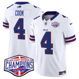 Cheap Men\'s Buffalo Bills #4 James Cook White F.U.S.E. 2024 AFC East Division Champions Vapor Limited Stitched Football Jersey