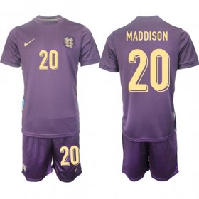 Men\'s England #20 James Maddison 2024-25 Purple Away Soccer Jersey Suit