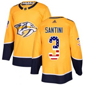 Wholesale Cheap Adidas Predators #3 Steven Santini Yellow Home Authentic USA Flag Stitched Youth NHL Jersey