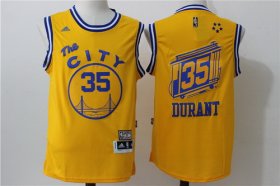 Wholesale Cheap Men\'s Golden State Warriors #35 Kevin Durant Yellow 2015-16 Retro Revolution 30 Swingman Basketball Jersey