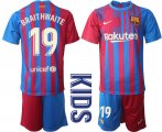 Wholesale Cheap Youth 2021-2022 Club Barcelona home red 19 Nike Soccer Jerseys