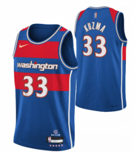 Wholesale Cheap Men\'s Washington Wizards #33 Kyle Kuzma 75th Anniversary Blue 2021-2022 City Edition Swingman Stitched Jersey