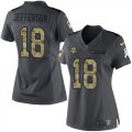 Wholesale Cheap Nike Vikings #18 Justin Jefferson Black Women's Stitched NFL Limited 2016 Salute to Service Jersey