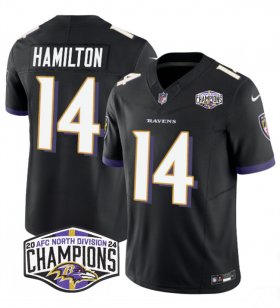 Cheap Men\'s Baltimore Ravens #14 Kyle Hamilton Black F.U.S.E 2024 AFC North Division Champions Vapor Limited Football Jersey