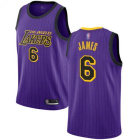 Cheap Youth Lakers #6 LeBron James Purple Basketball Swingman City Edition 2018-19 Jersey