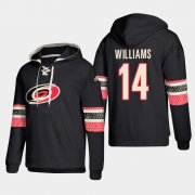 Wholesale Cheap Carolina Hurricanes #14 Justin Williams Black adidas Lace-Up Pullover Hoodie