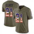 Wholesale Cheap Nike Cowboys #21 Ezekiel Elliott Olive/USA Flag Men's Stitched NFL Limited 2017 Salute To Service Jersey