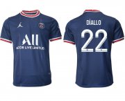 Wholesale Cheap Men 2021-2022 Club Paris Saint-Germain home aaa version blue 22 Soccer Jersey