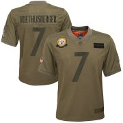 Wholesale Cheap Youth Pittsburgh Steelers #7 Ben Roethlisberger Nike Camo 2019 Salute to Service Game Jersey