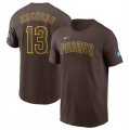 Cheap Men's San Diego Padres #13 Manny Machado Brown 2024 World Tour Seoul Series Name & Number T-Shirt