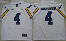 Wholesale Cheap Men\'s Michigan Wolverines #4 Jim Harbaugh White Stitched NCAA Brand Jordan College Football Jersey