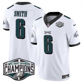 Cheap Men\'s Philadelphia Eagles #6 DeVonta Smith White 2024 NFC East Champions F.U.S.E. Vapor Untouchable Limited Stitched Football Jersey