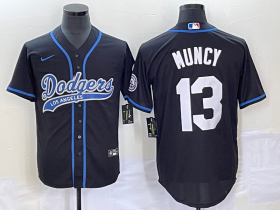 Wholesale Cheap Men\'s Los Angeles Dodgers #13 Max Muncy Black With Patch Cool Base Stitched Baseball Jersey1