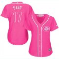 Wholesale Cheap Reds #17 Chris Sabo Pink Fashion Women's Stitched MLB Jersey