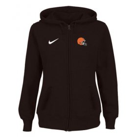 Wholesale Cheap Women\'s Cleveland Browns Stadium Rally Full Zip Hoodie Brown