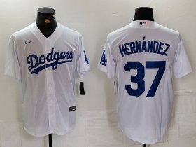 Men\'s Los Angeles Dodgers #37 Teoscar Hernandez White Cool Base Stitched Jersey