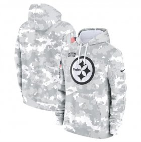 Men\'s Pittsburgh Steelers 2024 Arctic Camo Salute To Service Club Fleece Pullover Hoodie