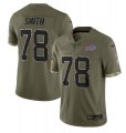 Wholesale Cheap Men's Buffalo Bills #78 Bruce Smith 2022 Olive Salute To Service Limited Stitched Jersey