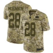 Wholesale Cheap Nike 49ers #28 Jerick McKinnon Camo Youth Stitched NFL Limited 2018 Salute to Service Jersey