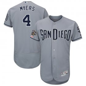 Wholesale Cheap Men\'s San Diego Padres 4 Wil Myers Gray 50th Anniversary and 150th Patch FlexBase Jersey