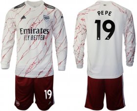 Wholesale Cheap Men 2020-2021 club Arsenal away long sleeve 19 white Soccer Jerseys