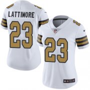 Wholesale Cheap Nike Saints #23 Marshon Lattimore White Women's Stitched NFL Limited Rush Jersey