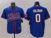 Cheap Men's Buffalo Bills #0 Keon Coleman Blue With Patch Cool Base Stitched Baseball Jersey