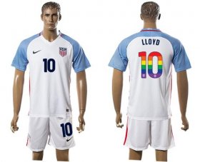 Wholesale Cheap USA #10 Lloyd White Rainbow Soccer Country Jersey