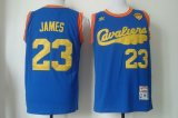 Wholesale Cheap Men's Cleveland Cavaliers #23 LeBron James 2017 The NBA Finals Patch 2009 Blue Hardwood Classics Soul Swingman Throwback Jersey