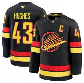 Men\'s Vancouver Canucks #43 Quinn Hughes Black 2024-25 Alternate Stitched Hockey Jersey