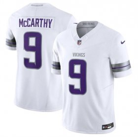 Wholesale Cheap Men\'s Minnesota Vikings #9 J.J. McCarthy White F.U.S.E. Winter Warrior Limited Football Stitched Jersey