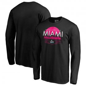 Wholesale Cheap NFL Miami Super Bowl LIV Sunset Long Sleeve T-Shirt Black