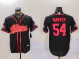 Cheap Men's San Francisco 49ers #54 Fred Warner Black With Patch Cool Base Stitched Baseball Jersey