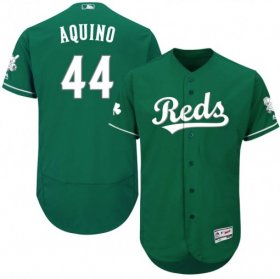 Wholesale Cheap Cincinnati Reds #44 Aristides Aquino Majestic St. Patrick\'s Day Flex Base Authentic Collection Celtic Player Jersey Green