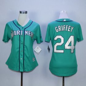 Wholesale Cheap Mariners #24 Ken Griffey Green Alternate Women\'s Stitched MLB Jersey