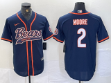 Cheap Men's Chicago Bears #2 DJ Moore Navy BlueWith Patch Cool Base Stitched Baseball Jersey